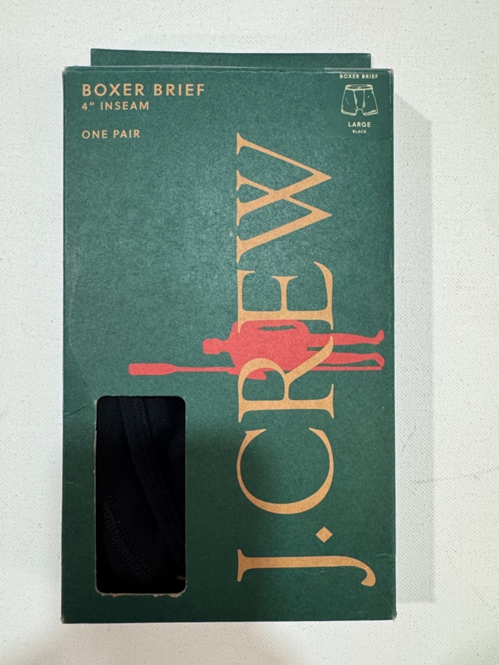 J. Crew Men's Green and Gold Boxer Brief Box with Black Peek